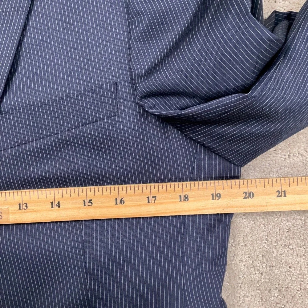 Ralph Lauren Blazer Men 38S Navy Pinstripe Corporate Wool 2-Button Suit Jacket